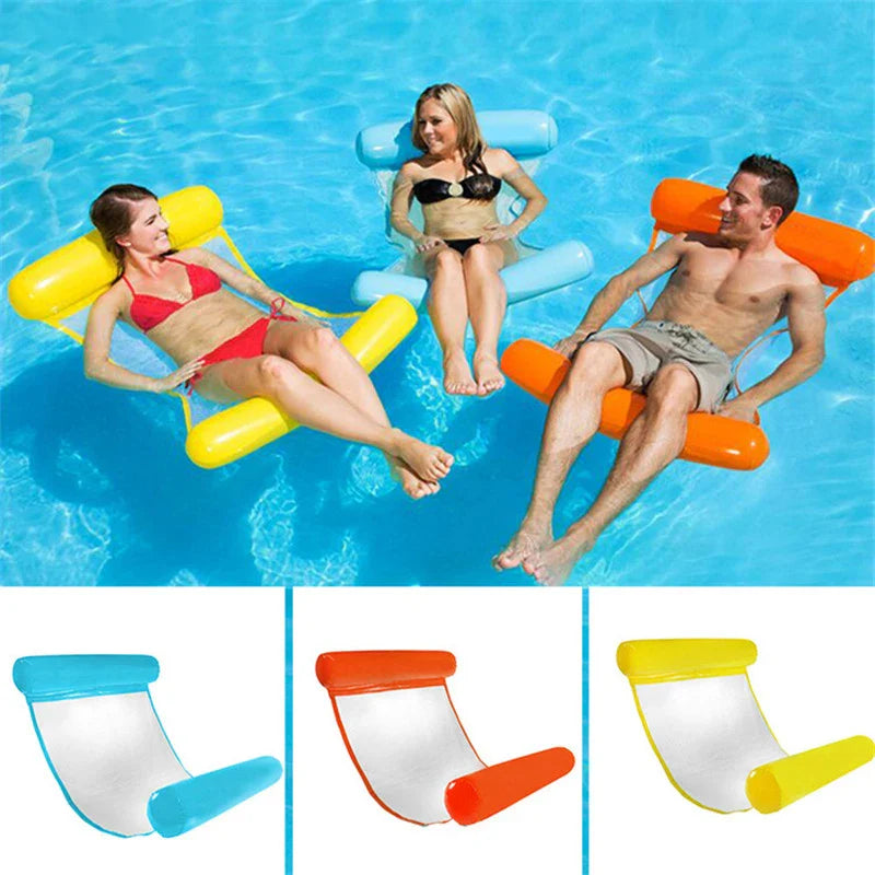 AQUAVIVA Inflatable Water Hammock | 130×70 cm | Foldable Pool Lounger with Backrest | Floating Bed for Pool, Beach & Vacation