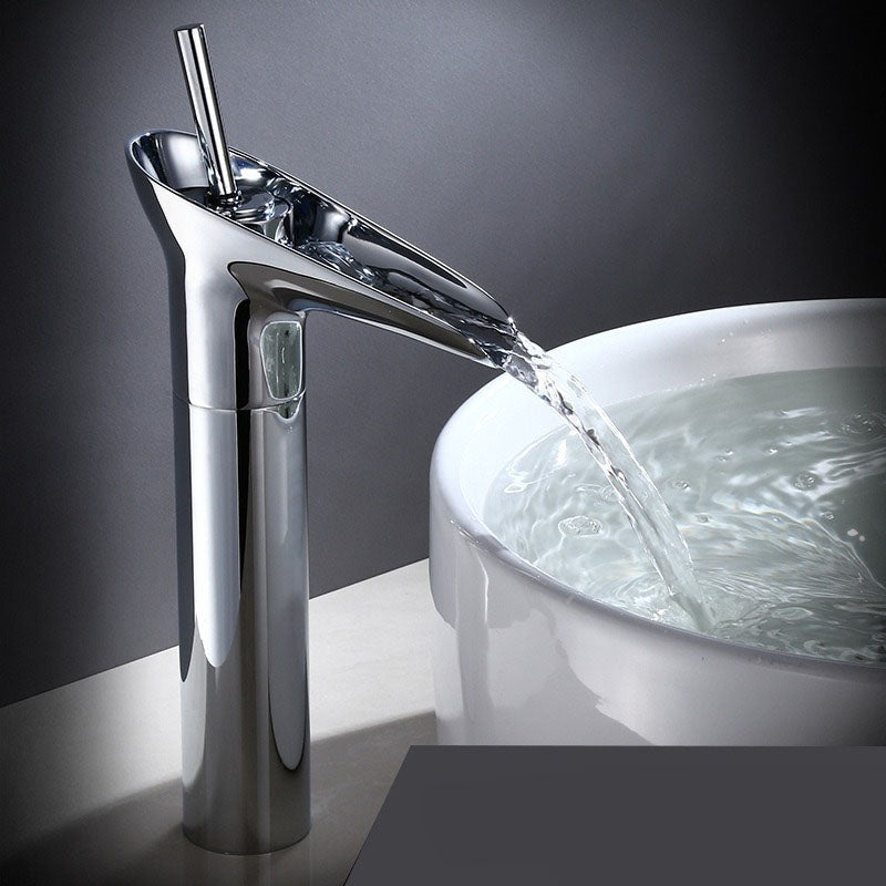 AquaVintura Antique Waterfall Faucet | Brass Tap with Single Lever Mixer | Hot & Cold Water | Bronze Finish