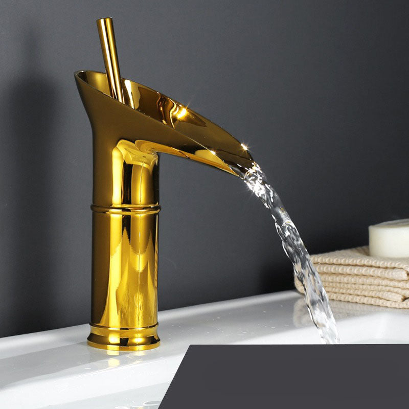 AquaVintura Antique Waterfall Faucet | Brass Tap with Single Lever Mixer | Hot & Cold Water | Bronze Finish