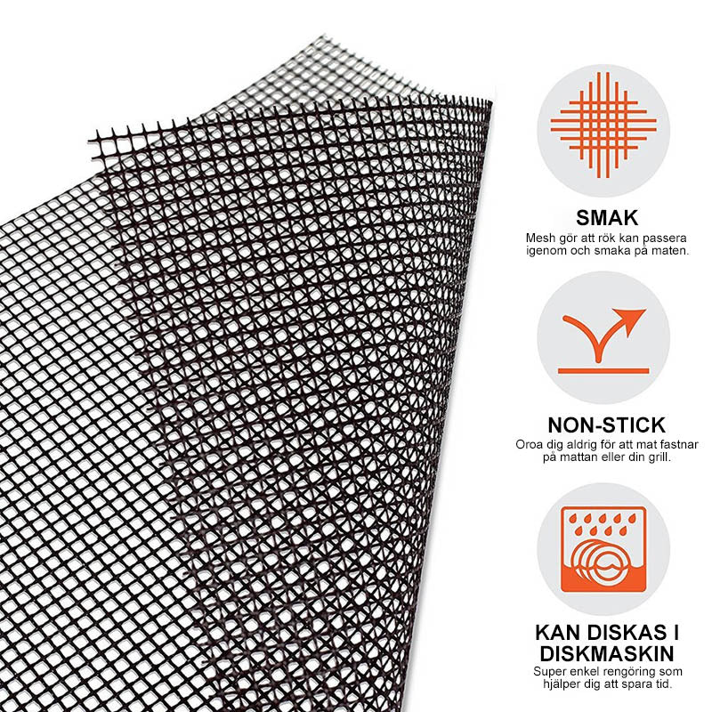 Grillfine BBQ Grill Net / Grill Mat | Non-stick & Reusable | Heat Resistant up to 370°C | For Meat, Fish & Vegetables