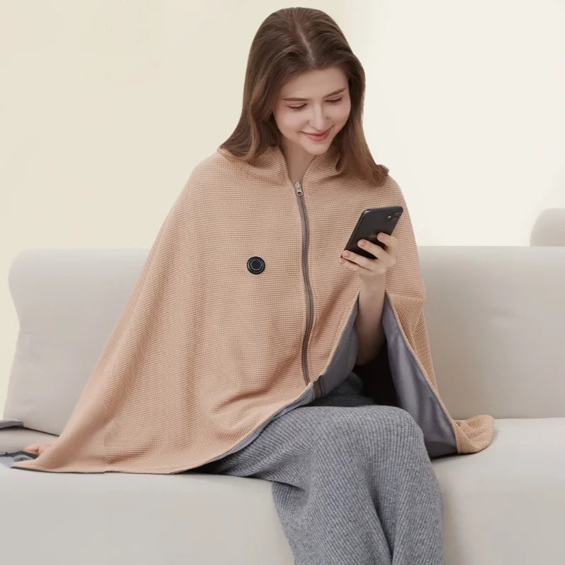 CozyTherm Wear USB Heated Blanket for Wearing | 150 × 85 cm | 3 Temperature Settings | Machine Washable & Portable