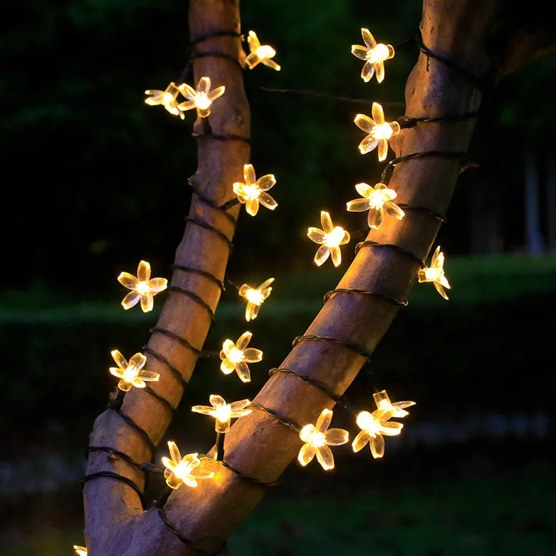 Floriva Solar String Lights Outdoor | Flower Design | 8 Modes | IP65 Waterproof | Warm White & RGB | 5 m / 7 m / 12 m