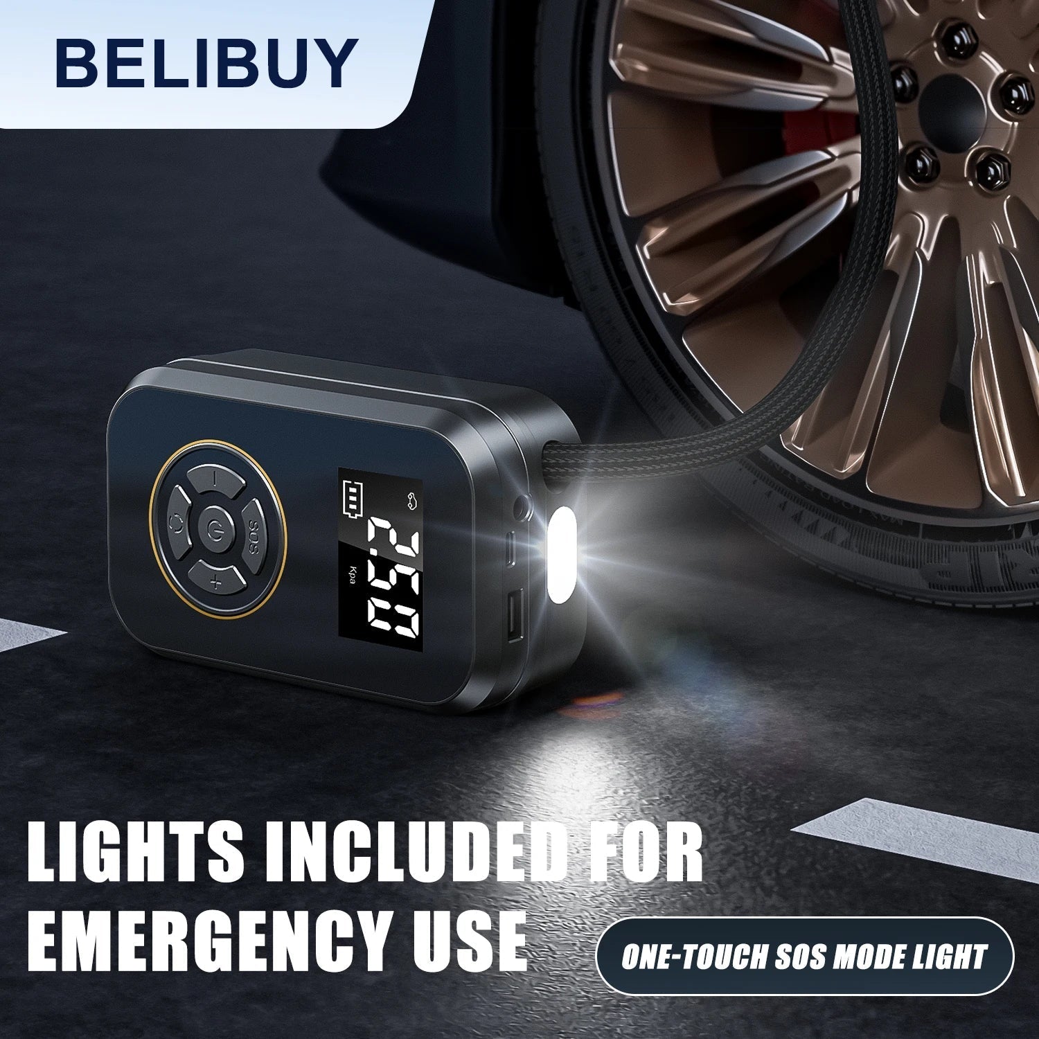 AirVolt Go Compressor | Wireless & Rechargeable | Tire Pressure & Power Bank in One | Compact & Portable