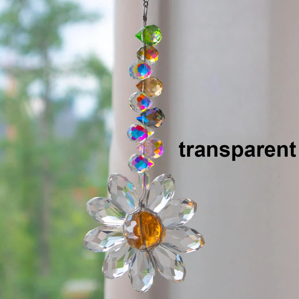 Crystal Suncatcher LumiMargarita | K9 Daisy Rainbow Catcher | Window & Garden Decoration | 32 cm | Gift Idea for Home