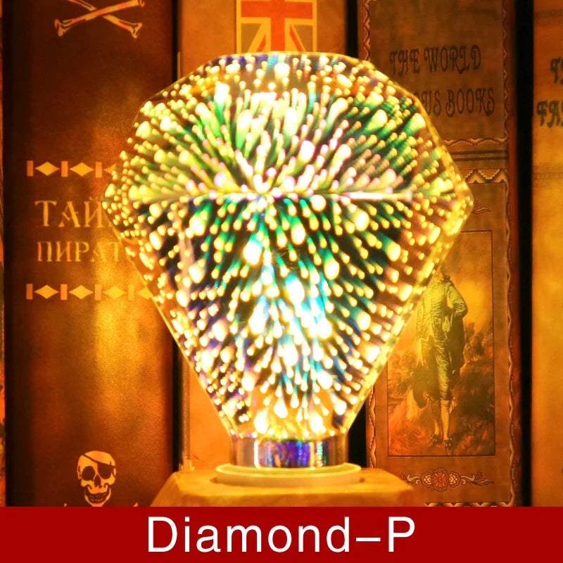3D LED Bulb | Vintage Fireworks Effect Lamp with E27 Socket | 6W 85–265V | Decorative, Party & Christmas Lighting | Auravia