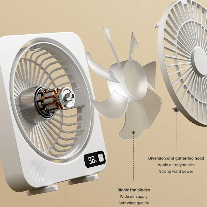 AeroLino USB Desk Fan | 5-Speed Digital Display | Portable & Quiet | For Office, School & Home
