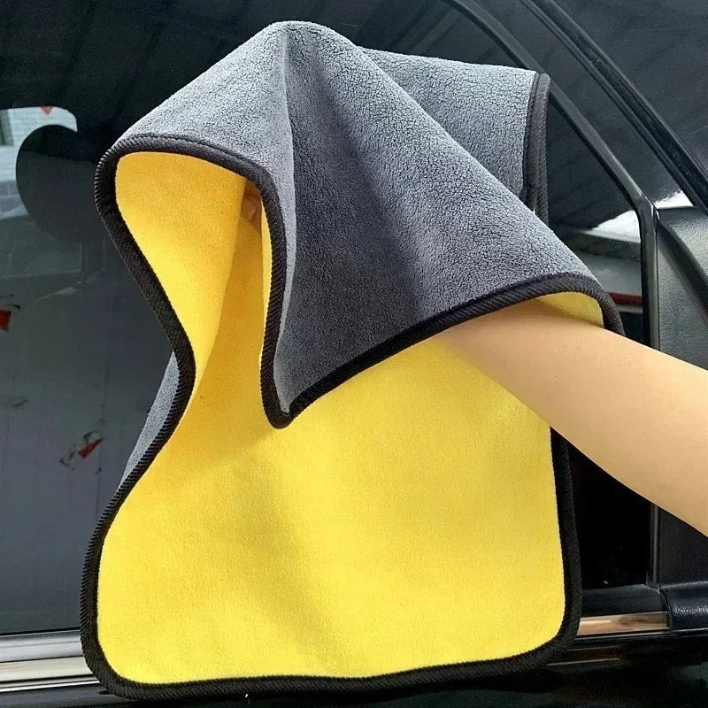 GlanzMeister Microfiber Cloth Double-Sided | Extra Absorbent & Lint-Free | For Car, Glass & Household | Yellow/Grey