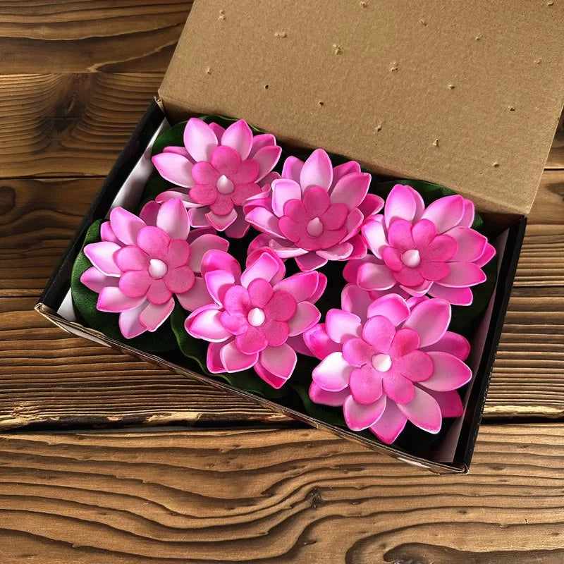 Floating Lotus Lamp LUMILYA | LED Water Sensor | Warm White Light | For Pond, Garden & Parties