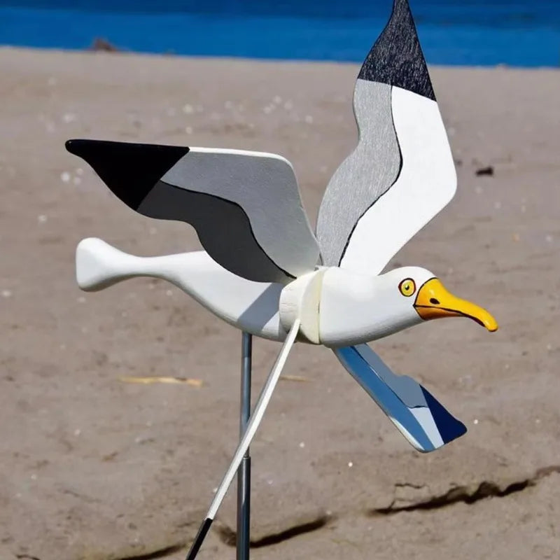 Garden Decoration Wind Bird SkyGull | Creative Wind Spinner with Seagull Motif | Weatherproof & Height Adjustable | 25 cm Figure