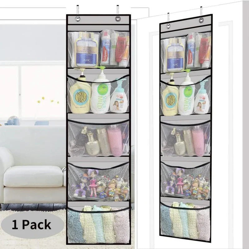 Door Hanging Organizer Storiva PocketMax | With 5 Large Compartments | Hanging Shelf for Door & Cabinet | Gray | Space-Saving Storage