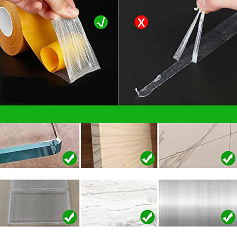 Fixarion Waterproof Double-Sided Tape Extra Strong | Residue-Free & Tear-Resistant | For Home, Workshop & DIY