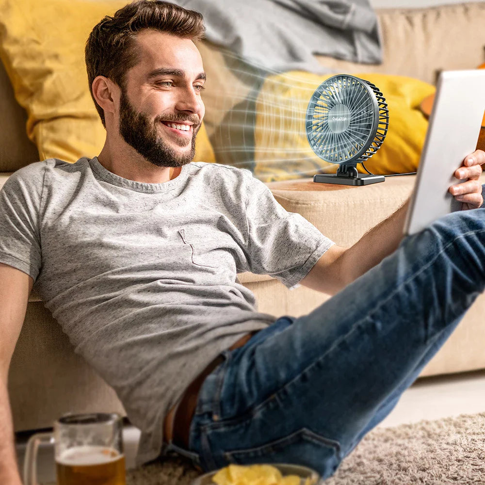 Brisano USB Desk Fan | 3 Speeds | Compact & Quiet | Ideal for Office, Car & Travel