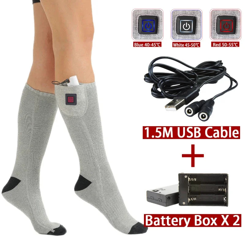 Electric Heated Socks | USB Warm Socks for Women & Men | 3 Heat Settings | Ideal for Skiing, Cycling & Outdoor | ThermaStep