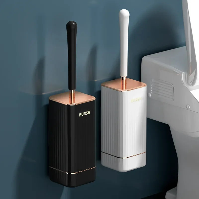 CleanFlex Toilet Brush Set | Wall Mounting Without Drilling | Deep Cleaning with Soft TPR Bristles