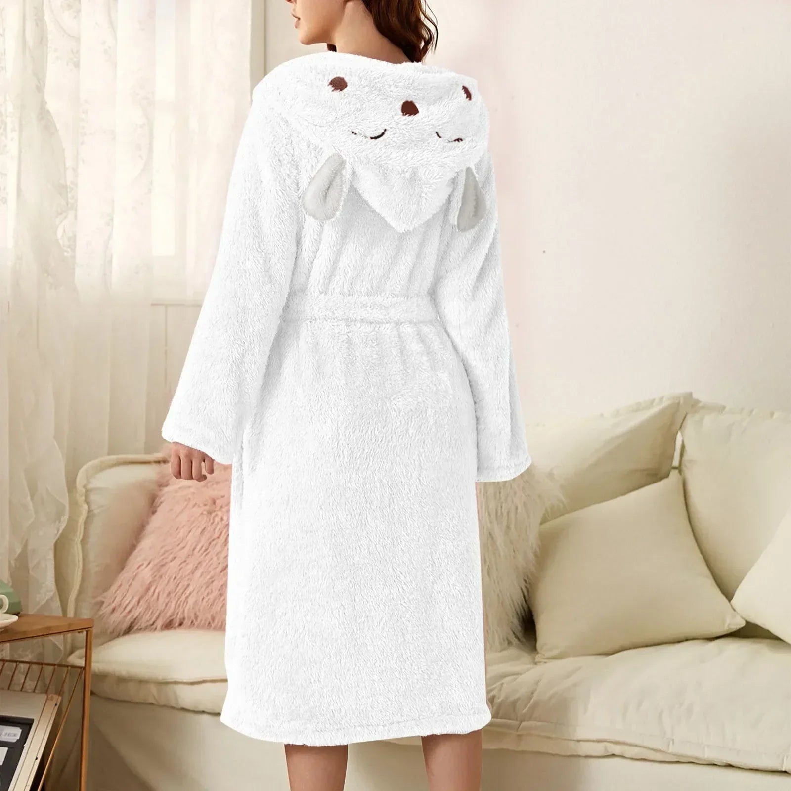 Flannel Bathrobe CuddleBunny | With Bunny Ears & Hood | Soft, Warm & Easy Care | For Cozy Hours at Home