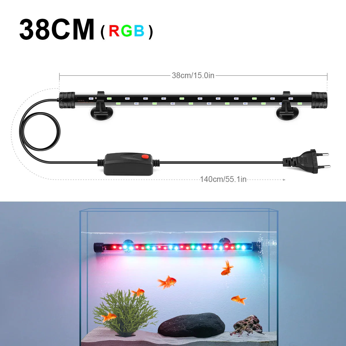 Aquanova LED Aquarium Light | Waterproof & Submersible | Plant Growth & Fish Colors | 18–58 cm