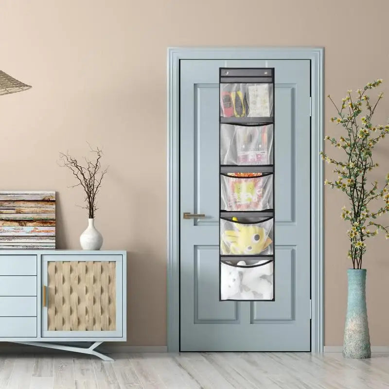 Door Hanging Organizer Storiva PocketMax | With 5 Large Compartments | Hanging Shelf for Door & Cabinet | Gray | Space-Saving Storage