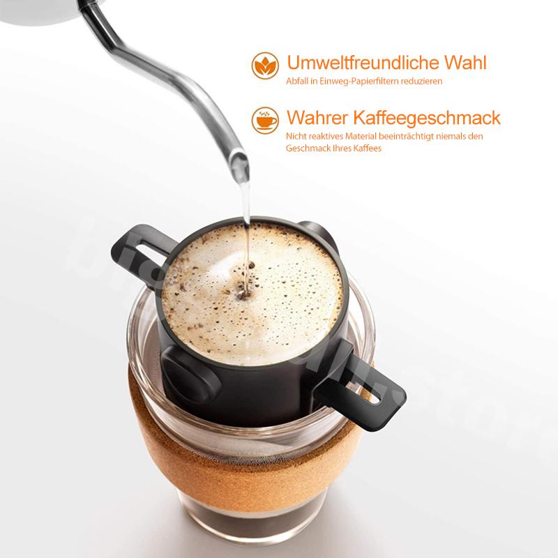 AromaFold | Kaffeefilter aus Edelstahl | Doppelschicht-Mikrofilter | Wiederverwendbar | Faltbarer Halter