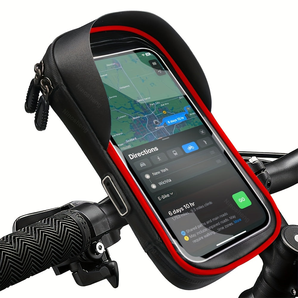 Ridevora | Wasserdichte Fahrrad- & Motorrad-Handyhalterung | 360° Drehbar | TPU-Navigationstasche für 4,5–6,4 Zoll Smartphones