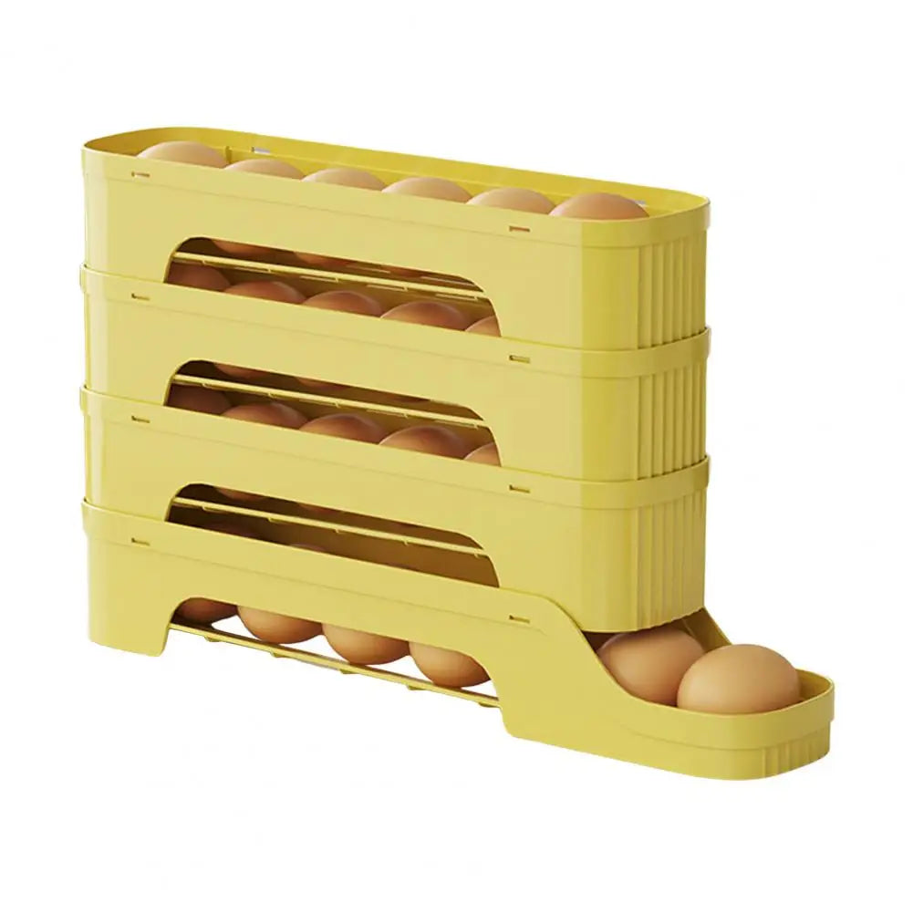 Egg Box RolloMaxx | 4-Stack Egg Organizer | Space-Saving & Self-Rolling | Transparent Design