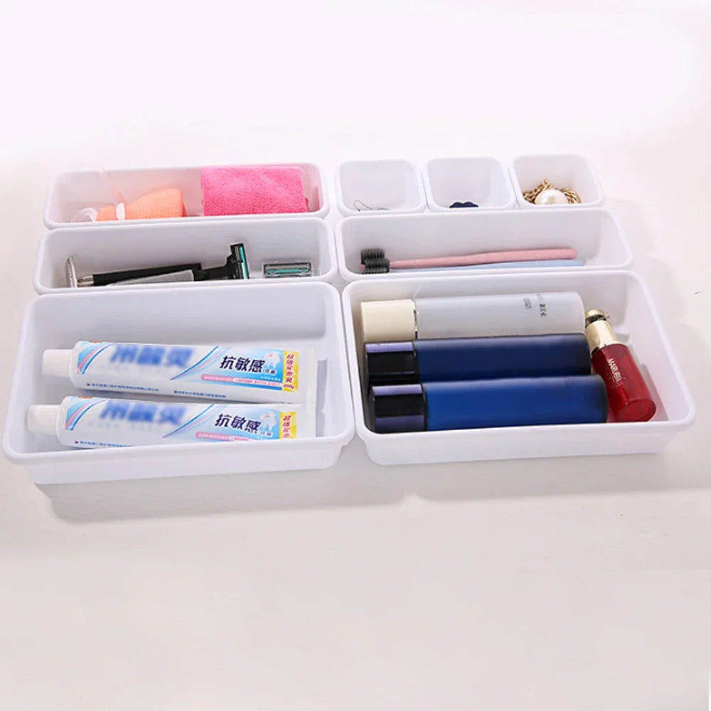 Flexorra Drawer Organizer Set | 8 Pieces | Adjustable Compartments | For Bathroom, Kitchen & Jewelry