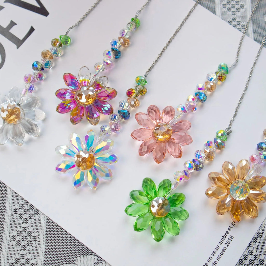 Crystal Suncatcher LumiMargarita | K9 Daisy Rainbow Catcher | Window & Garden Decoration | 32 cm | Gift Idea for Home