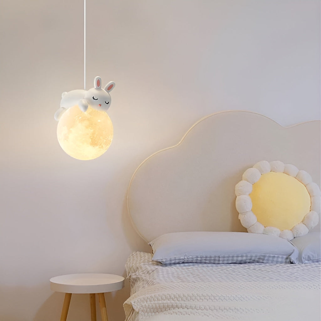 Children's Ceiling Lamp Mondolino | LED Pendant Lamp with Moon & Animals | Dimmable & Energy Efficient | For 3–5 m² Rooms
