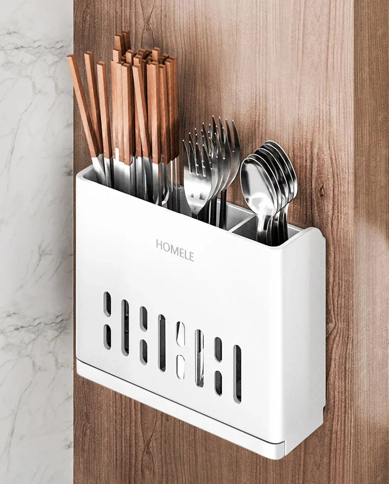 Cleanoro Cutlery Holder | Wall & Stand Mounting | With Drip Function | For Kitchen & Dining Area