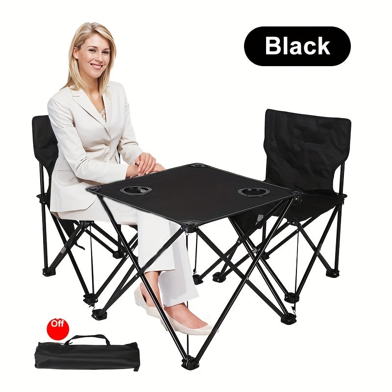 Foldable Garden Seating Set Campafleur | 2 Chairs & 1 Table | Floral Pattern | Portable & Weatherproof