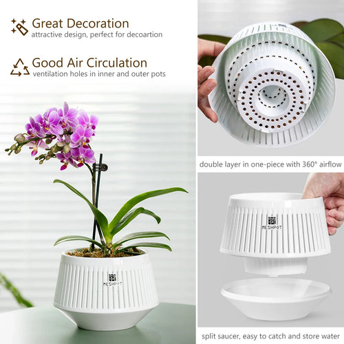 Aëria Orchid Pot | Ventilated Plant Pot with Drainage Holes | 12 cm | Durable PP Material for Indoor & Outdoor Use