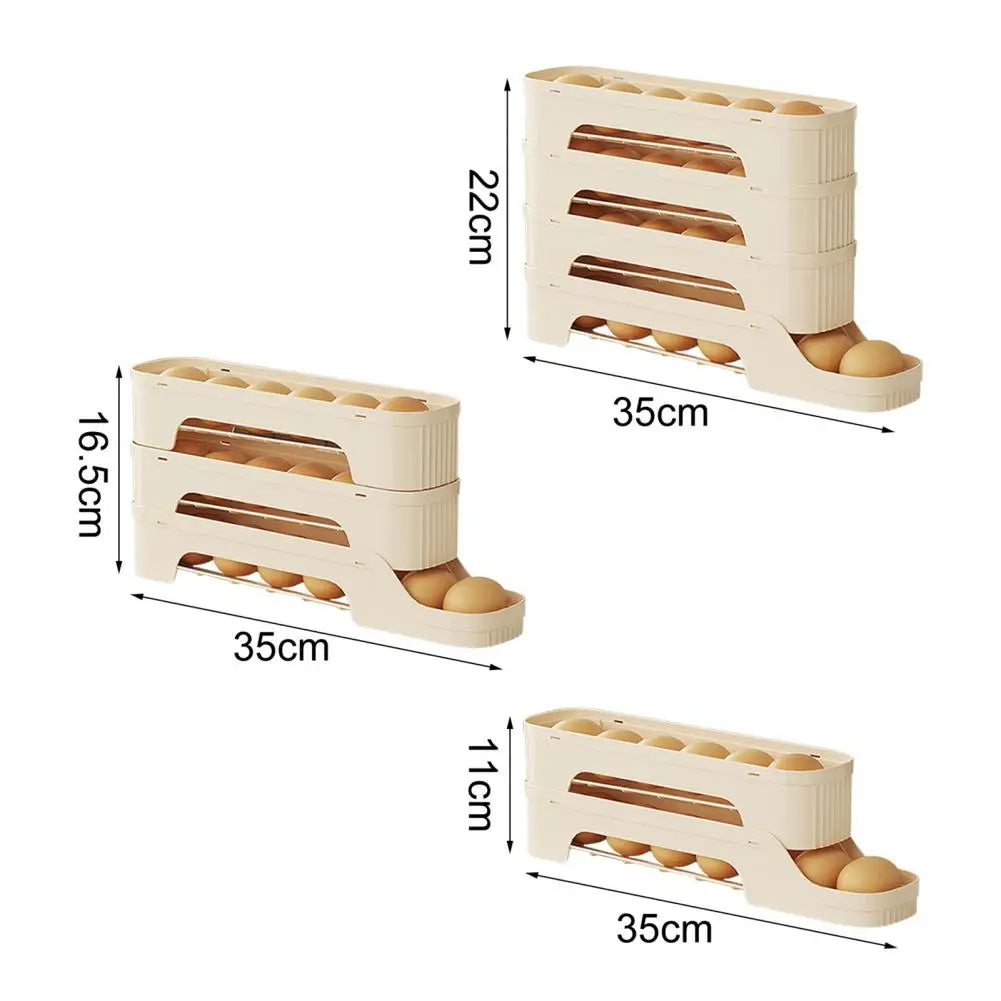 Egg Box RolloMaxx | 4-Stack Egg Organizer | Space-Saving & Self-Rolling | Transparent Design