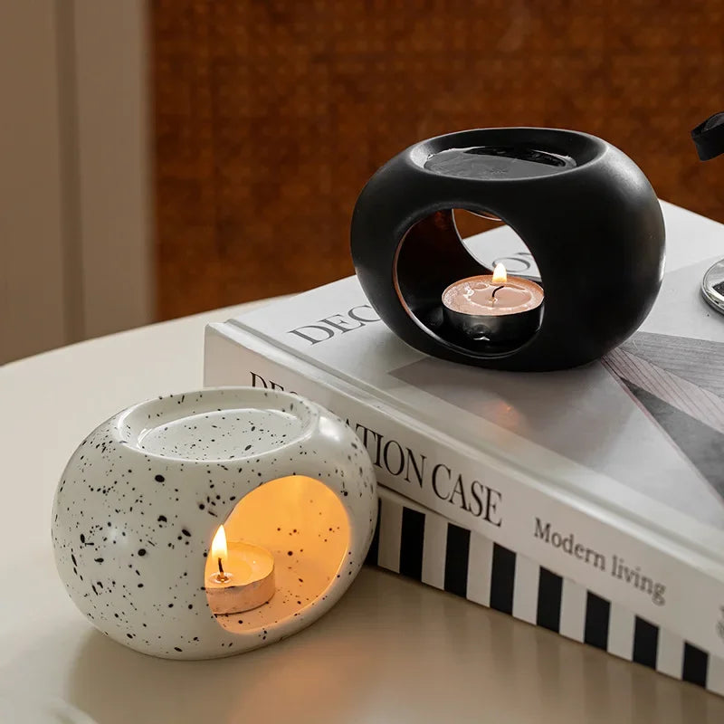Aroma Stove Scentura | Black Ceramic Scent Diffuser | For Essential Oils & Incense Sticks | Spa & Home