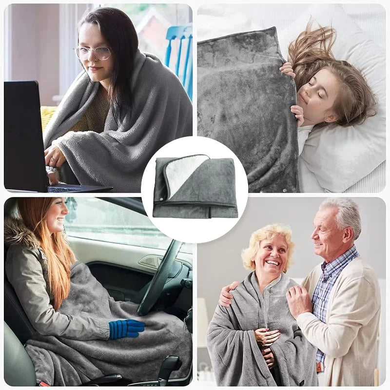 CozyTherm Wear USB Heated Blanket for Wearing | 150 × 85 cm | 3 Temperature Settings | Machine Washable & Portable