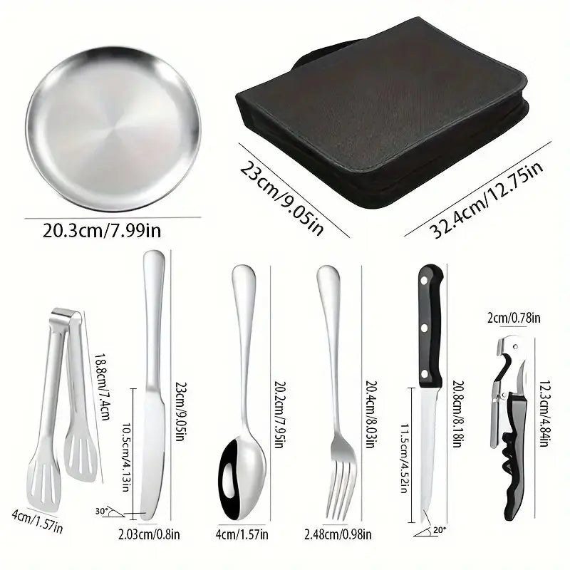 Camping Cutlery Set Silviora Gear | 10/20-piece | Stainless Steel | For Outdoor, Picnic & Travel
