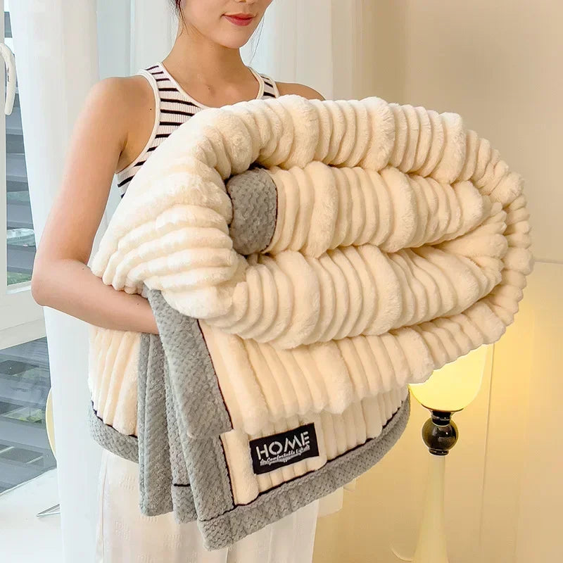 BunnySoft Cuddle Blanket | Extra Thick & Warming | Coral Fleece | Plush on Both Sides