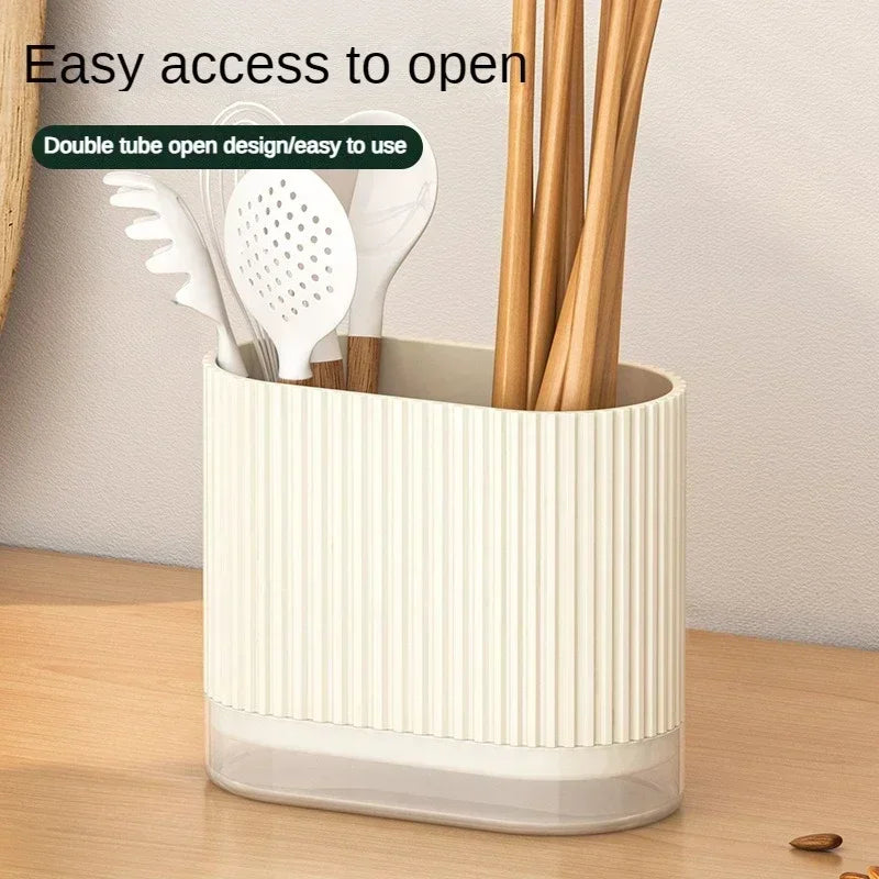 Cutlery Organizer Duo | Wall-Mountable Cutlery Holder | No Drilling | Drip Function | 16.5 × 8.5 × 12.5 cm