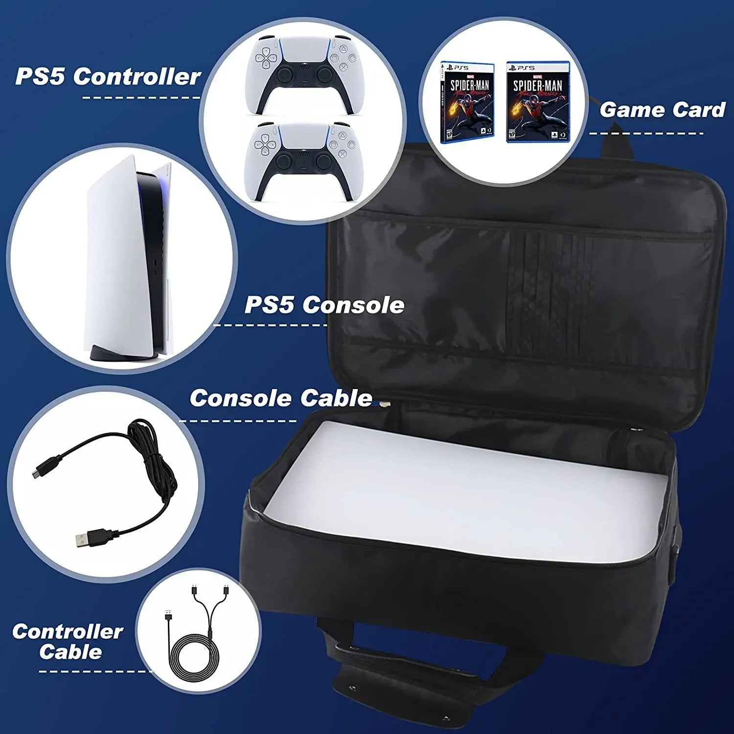Gearvault Carrying Bag for PS5 Console & Accessories | Shockproof & Water-Resistant | With Shoulder Strap & Organizer Compartments