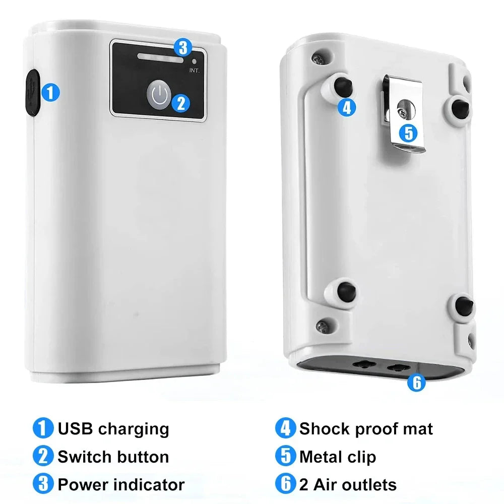 AquaLino SmartOxy Rechargeable Oxygen Pump for Aquarium & Outdoor | Quiet Air Pump with Battery & USB | Automatic AC/DC Switch & LED Display