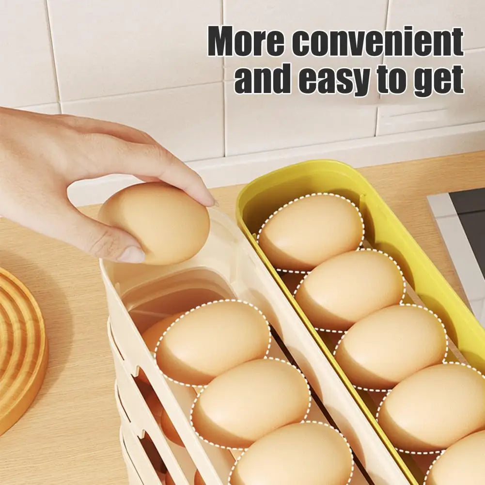 Egg Box RolloMaxx | 4-Stack Egg Organizer | Space-Saving & Self-Rolling | Transparent Design