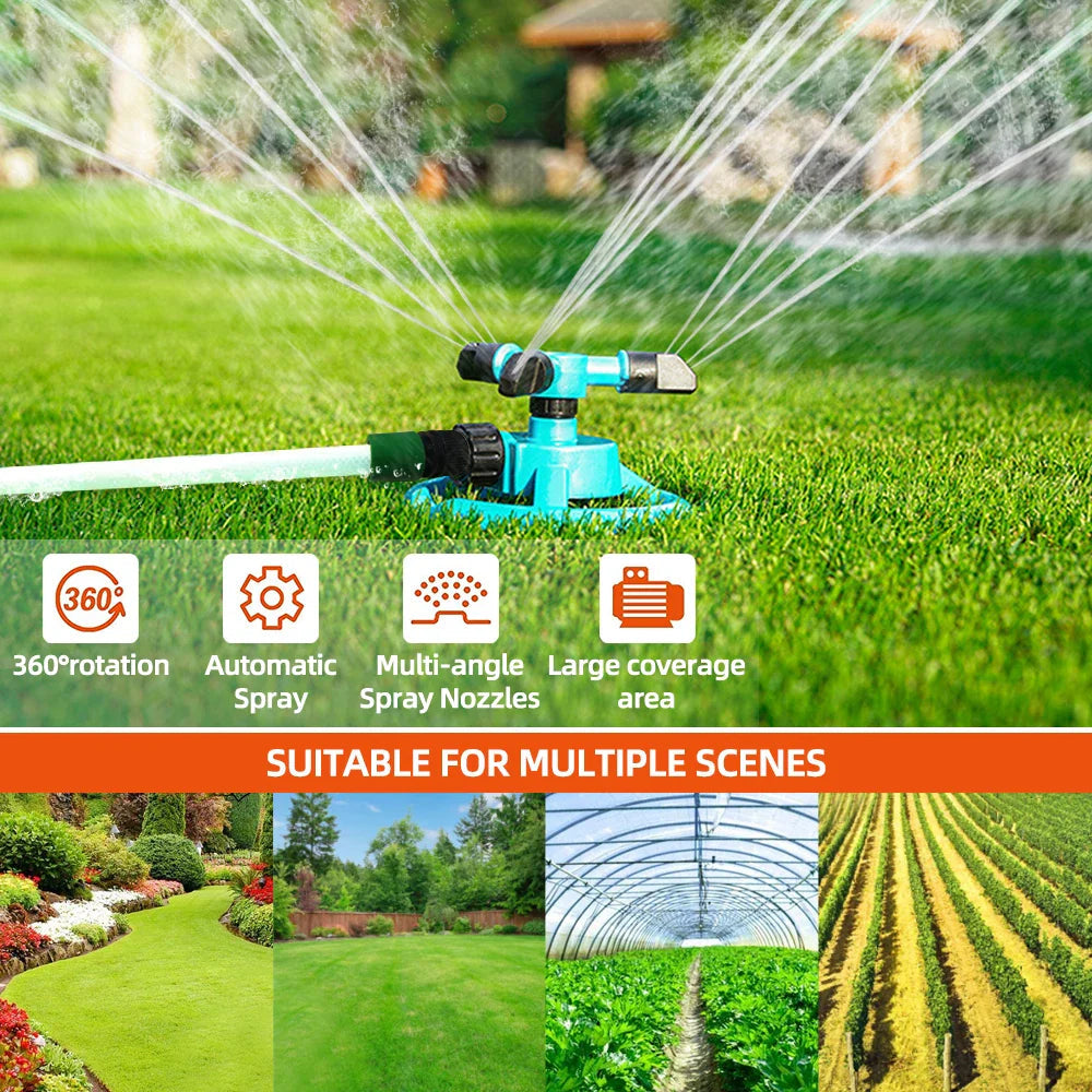 Hydrosia Lawn Sprinkler | 360° Rotation | Water-Saving & Durable | For Garden & Lawn Care
