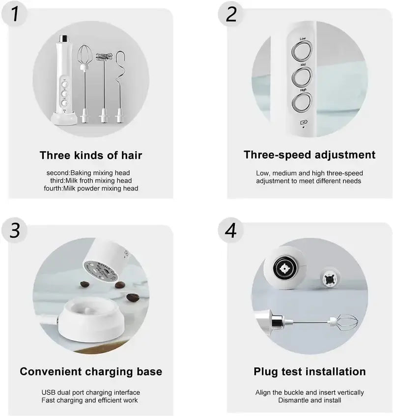 Foamix Electric Milk Frother | Cordless & USB Rechargeable | 3 Speeds | For Latte, Cappuccino & Cocoa