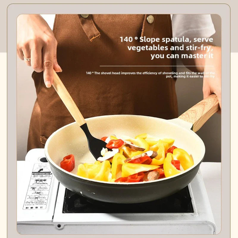 Culinora Silicone Kitchen Utensil Set | Heat Resistant up to 230°C | 12-piece with Wooden Handles | Whisk, Spatula, Tongs & More