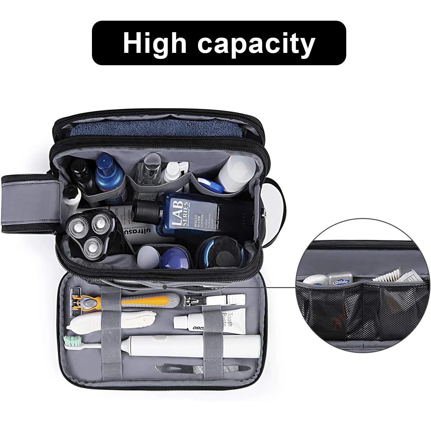 Gentrax Toiletry Bag for Men | Water-Repellent & Large | Tear-Resistant Travel Organizer with Wet Compartment | Double Kit for Shaving & Grooming
