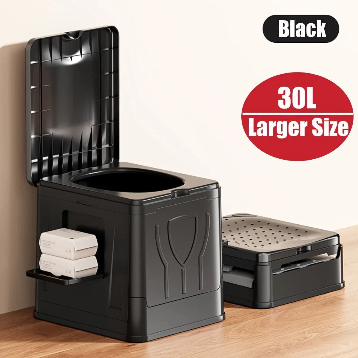 Foldable Camping Toilet Camploo XL | Portable with Lid | Extra Large & Stable | For Outdoor, Travel & Boat