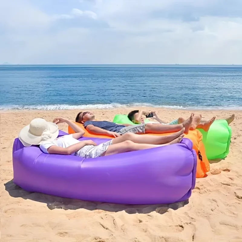Inflatable Lounge Sofa | Without Pump & with Headrest | AirLoungeGo Outdoor Sofa 190×70 cm – Portable & Waterproof