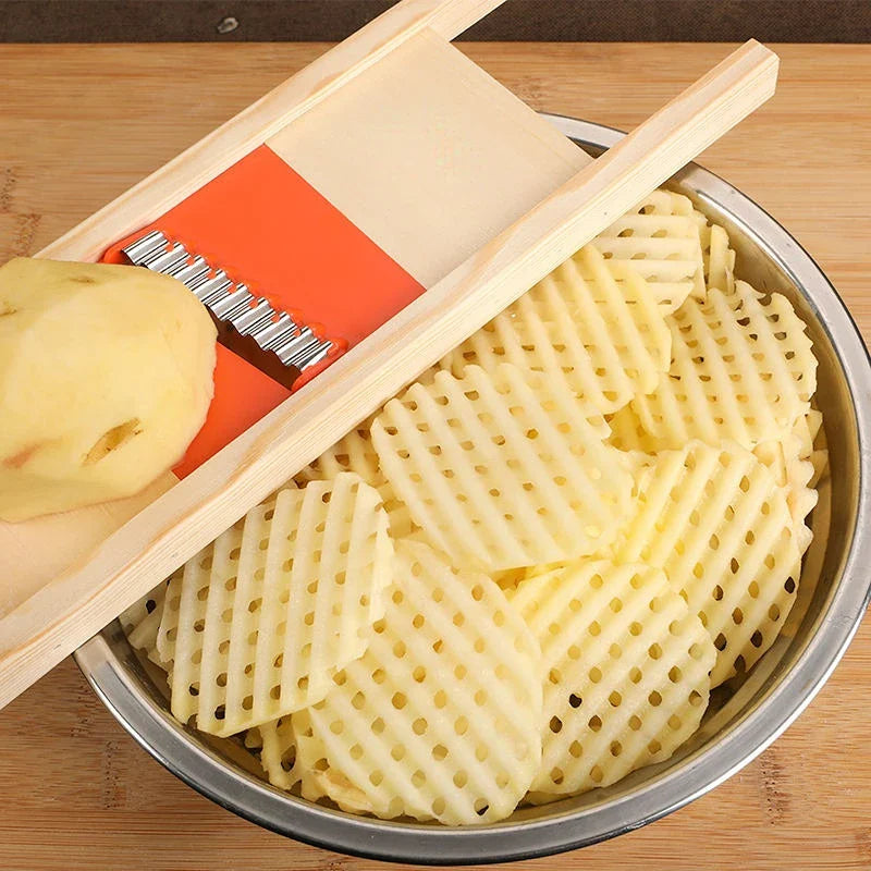 Gridello Potato Cutter | Stainless Steel Grid Slicer | For Fries, Chips & Vegetables | 34 cm Length