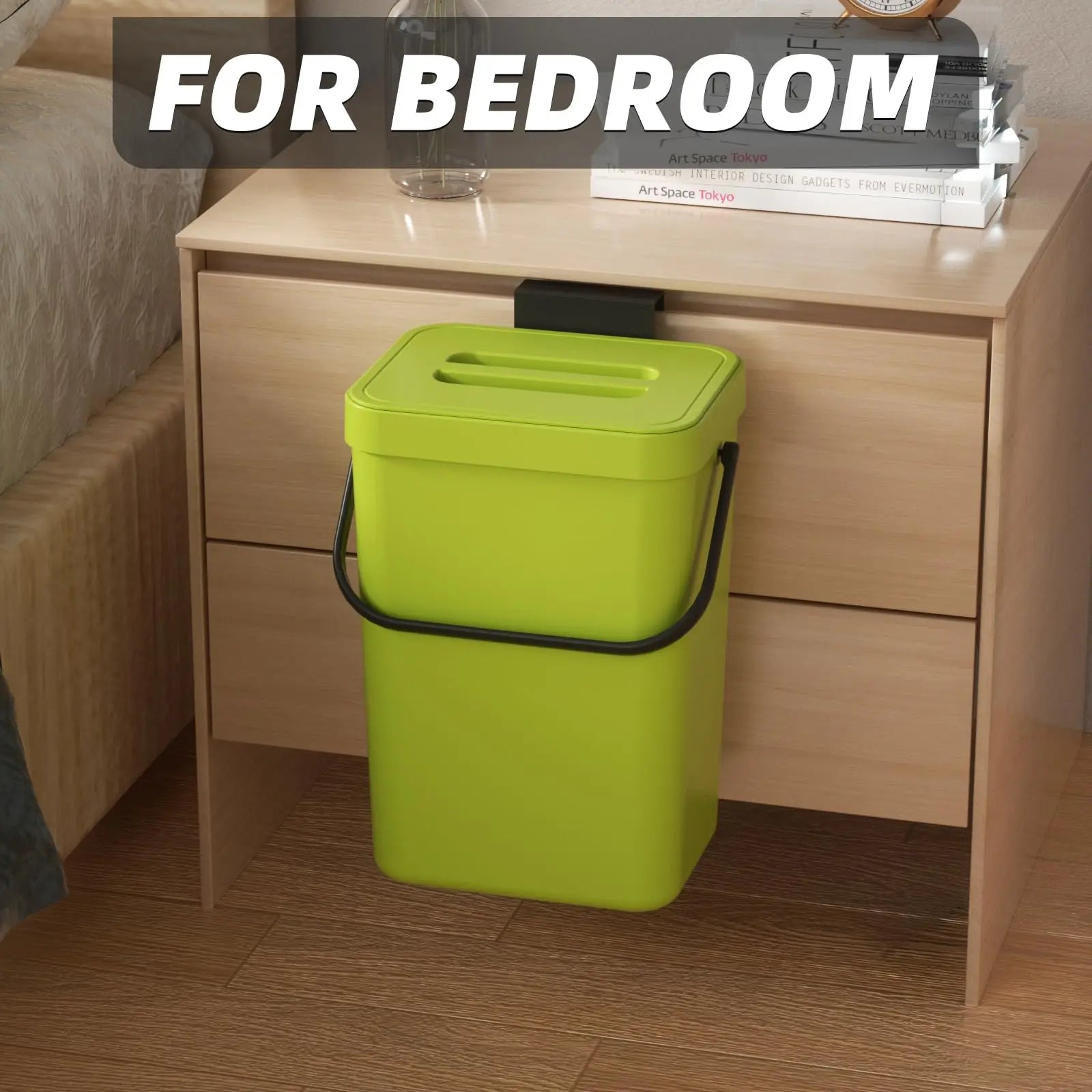 Binova Mini Trash Can | With Lid | Hanging & Wall Mount | Compact & Odor Blocking | For Kitchen, Bathroom & Office
