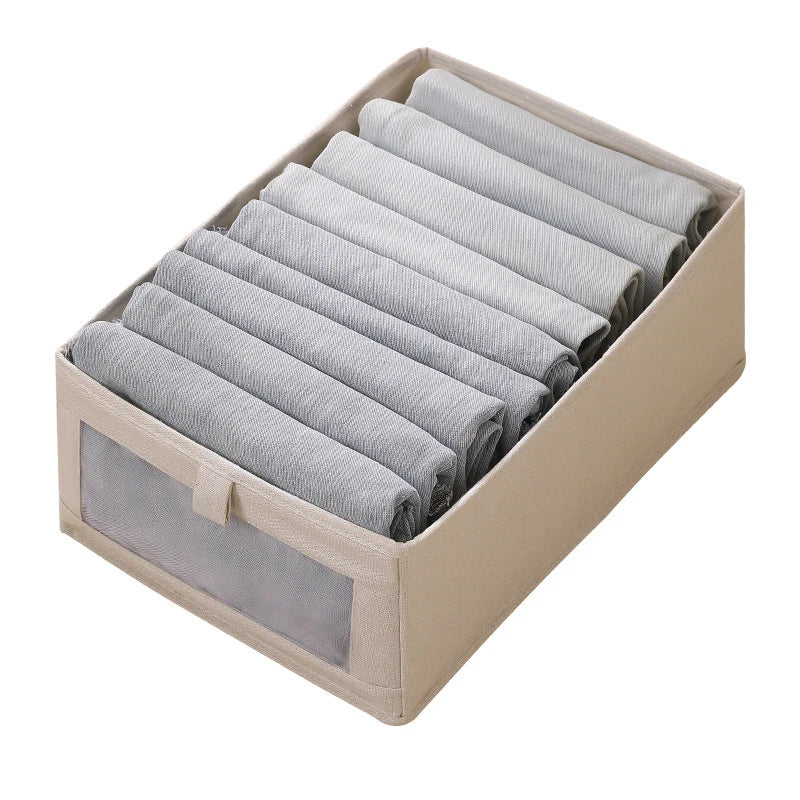 Clothing Storage Box with Viewing Window | Foldable & Breathable | VistaLino Linen Box in M/L/XL
