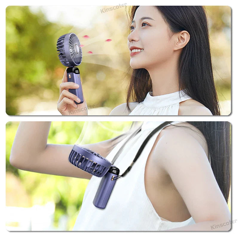 AERIONIQ 3-in-1 Mini Fan | LED Display | 5 Levels | Battery with Powerbank Function | Portable & Standable