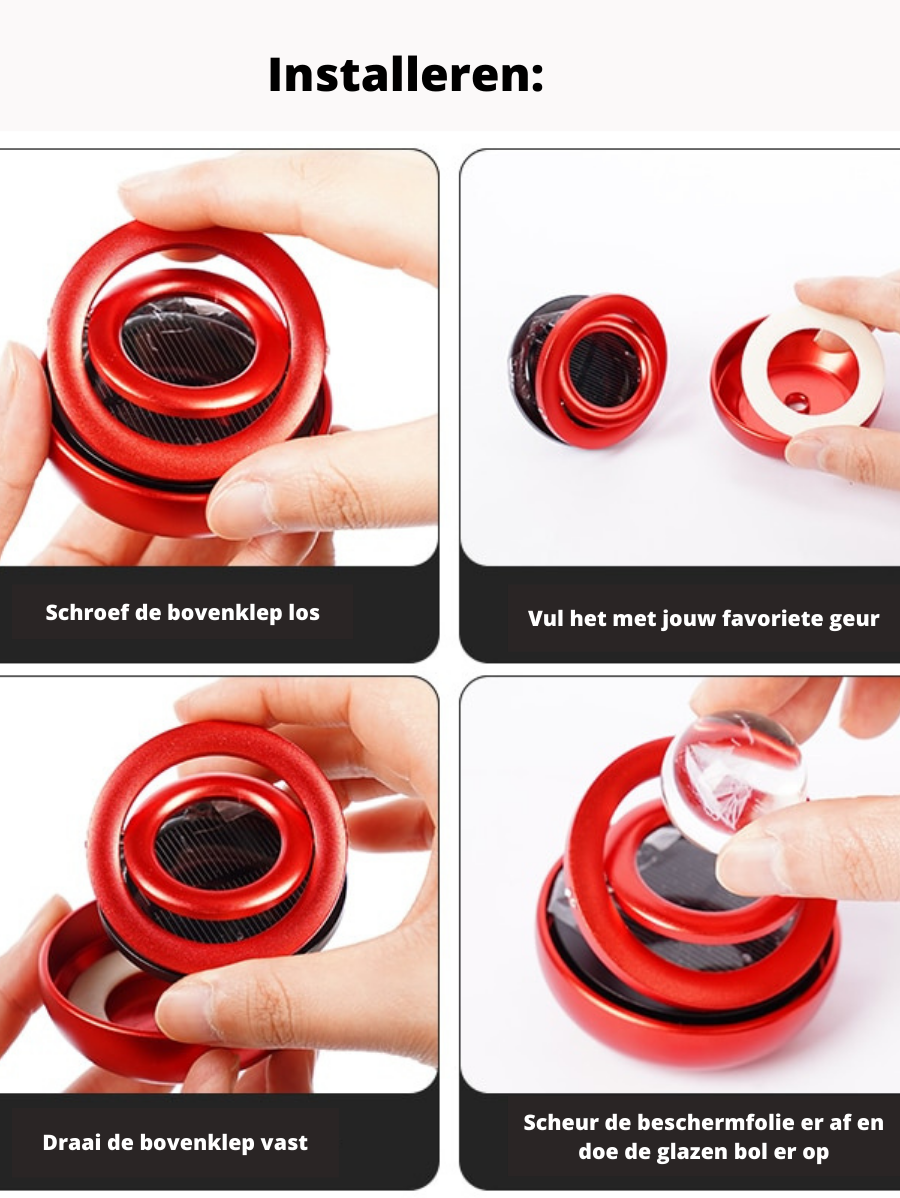 Car Air Freshener | Solar Powered | 360° Scent Distribution | Luxurious Design | 4 Colors